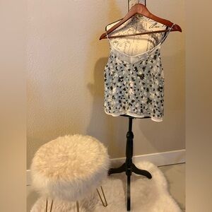 Lush Floral Print Blouse - White and Black
